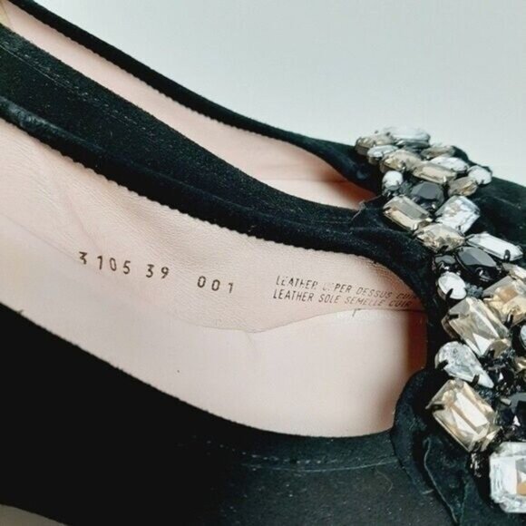 FERCA 81 Italy Jeweled Gem Suede Wedges Heels Black Shoes Sz 8.5 / Eur 39 - Picture 4 of 16